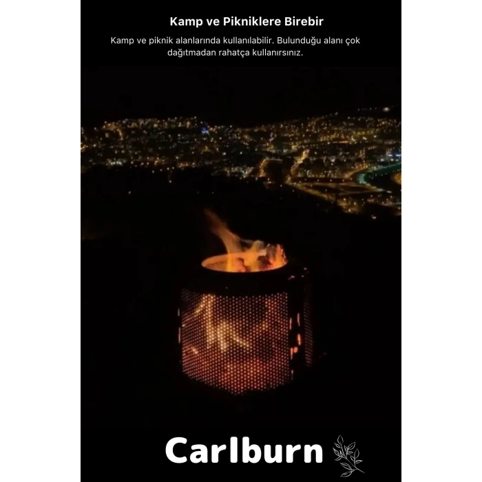 Premium Seri Taşınabilir Kuplu Katlanır Estetik Şık Isıya Dayanıklı Boyalı Ayaklı Siyah Ateş Çukuru