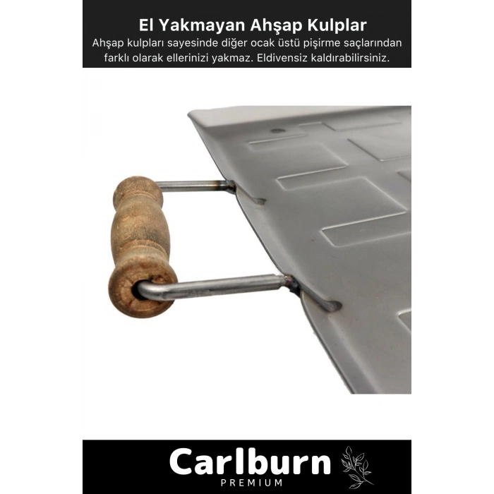 Premium Seri Ahşap Kulplu Yufka Gözleme Ekmek Katmer Hamur Portatif Izgara Ocak Üstü Pişirme Sacı