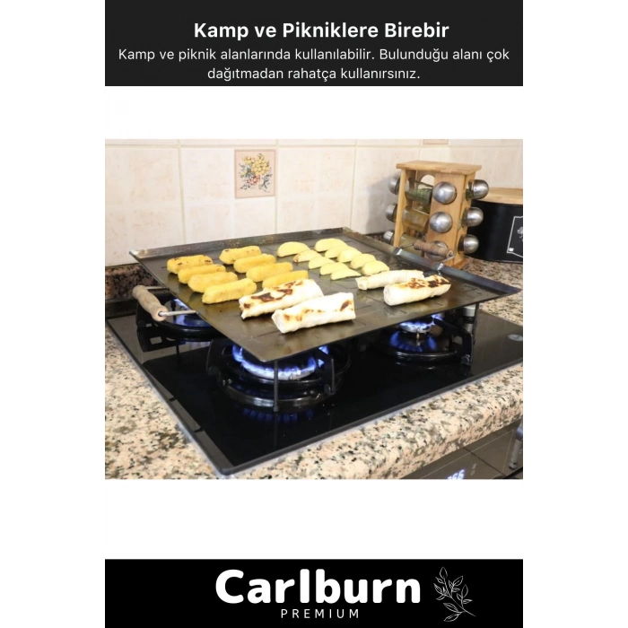 Premium Seri Ahşap Kulplu Yufka Gözleme Ekmek Katmer Hamur Portatif Izgara Ocak Üstü Pişirme Sacı