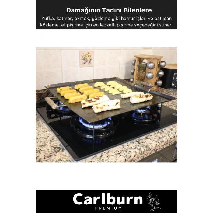 Premium Seri Ahşap Kulplu Yufka Gözleme Ekmek Katmer Hamur Portatif Izgara Ocak Üstü Pişirme Sacı