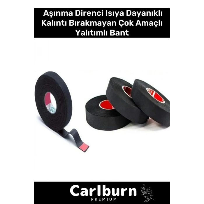 Premium Isıya Dayanıklı Aşınma Direnci Kalıntı Bırakmayan Alev Geciktirici 10mt Yalıtım Bant 10 Adet