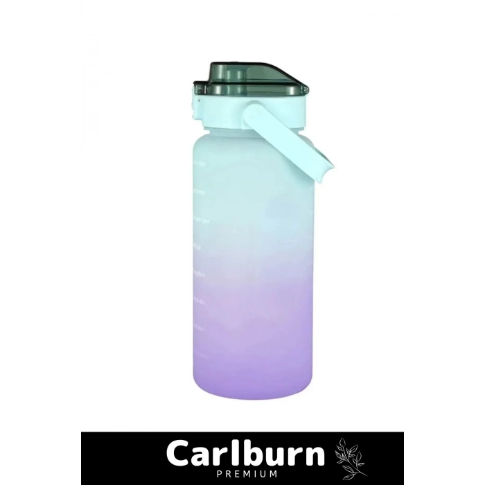 Premium Çift Renk Ölçü Baskılı Sızdırmaz Akmaz Motivasyon Matara Suluk Sağlıklı Plastik 1 Lt Su Şişe