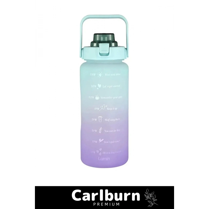 Premium Çift Renk Ölçü Baskılı Sızdırmaz Akmaz Motivasyon Matara Suluk Sağlıklı Plastik 1 Lt Su Şişe