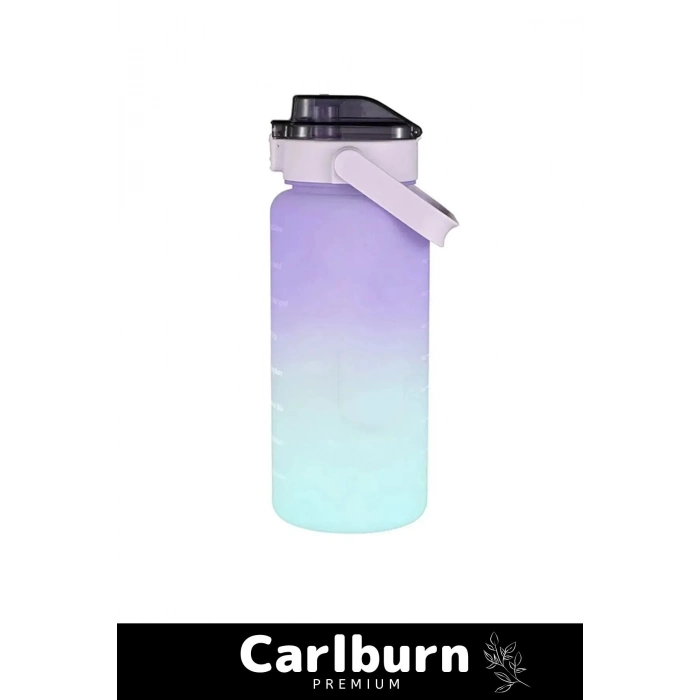 Premium Çift Renk Ölçü Baskılı Sızdırmaz Akmaz Motivasyon Matara Suluk Sağlıklı Plastik 1 Lt Su Şişe