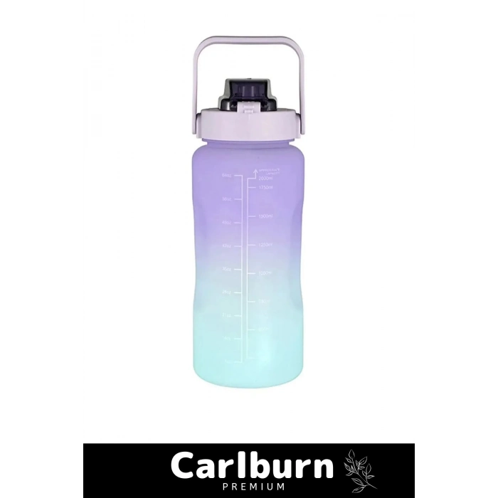 Premium Çift Renk Ölçü Baskılı Sızdırmaz Akmaz Motivasyon Matara Suluk Sağlıklı Plastik 1 Lt Su Şişe