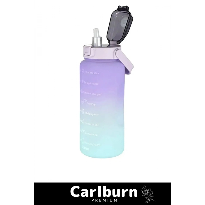 Premium Çift Renk Ölçü Baskılı Sızdırmaz Akmaz Motivasyon Matara Suluk Sağlıklı Plastik 1 Lt Su Şişe