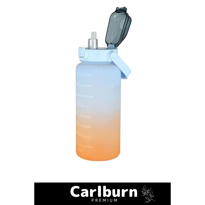 Premium Çift Renk Ölçü Baskılı Sızdırmaz Akmaz Motivasyon Matara Suluk Sağlıklı Plastik 1 Lt Su Şişe