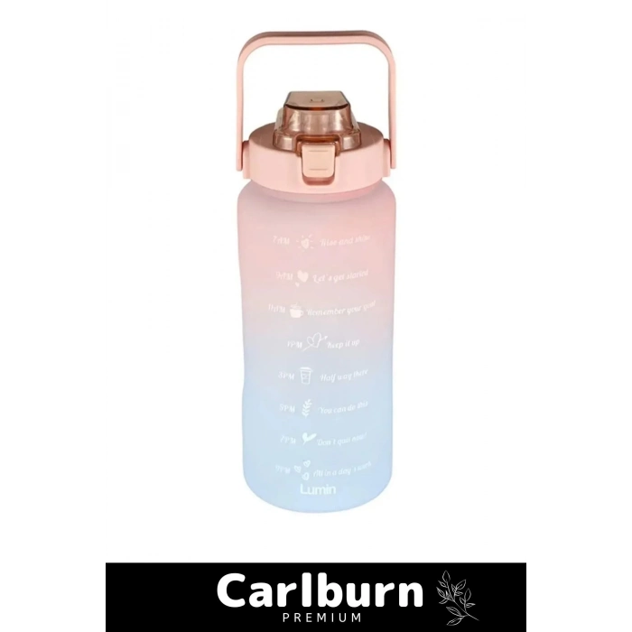 Premium Çift Renk Ölçü Baskılı Sızdırmaz Akmaz Motivasyon Matara Suluk Sağlıklı Plastik 1 Lt Su Şişe