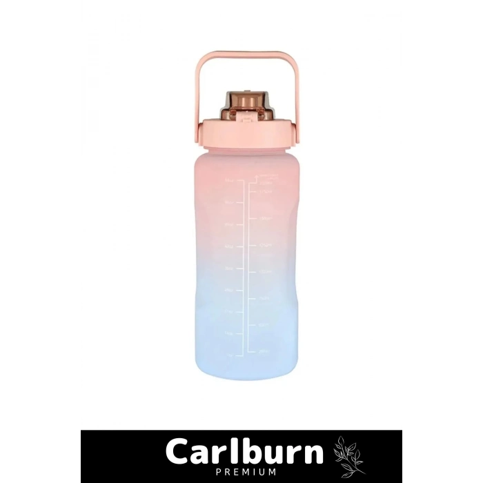 Premium Çift Renk Ölçü Baskılı Sızdırmaz Akmaz Motivasyon Matara Suluk Sağlıklı Plastik 1 Lt Su Şişe