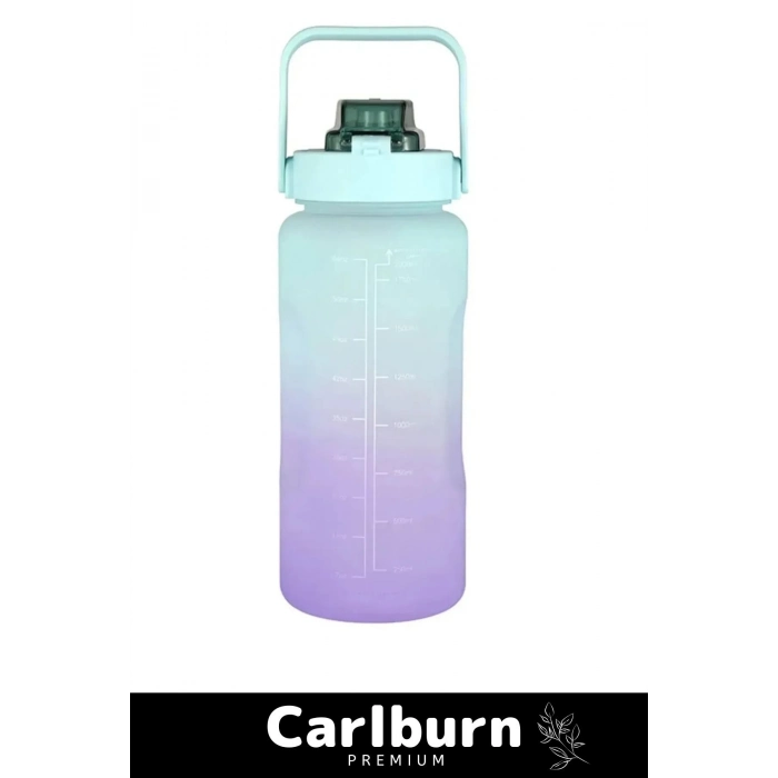 Premium Çift Renk Ölçü Baskılı Sızdırmaz Akmaz Motivasyon Matara Suluk Sağlıklı Plastik 2 Lt Su Şişe