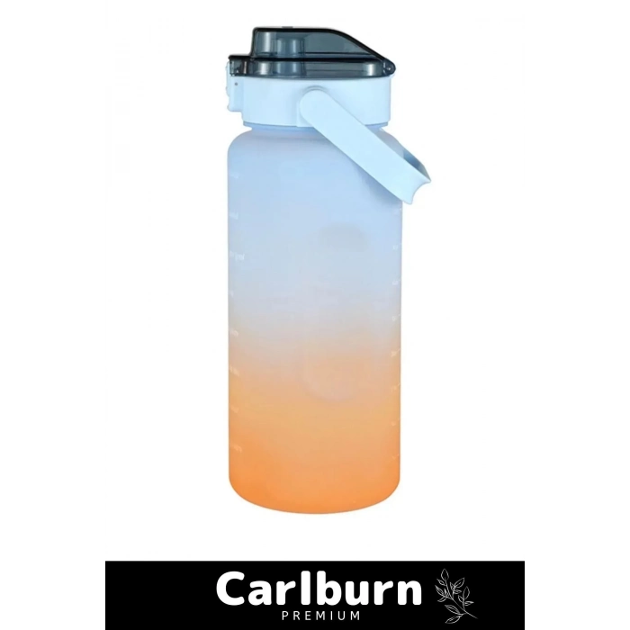 Premium Çift Renk Ölçü Baskılı Sızdırmaz Akmaz Motivasyon Matara Suluk Sağlıklı Plastik 2 Lt Su Şişe