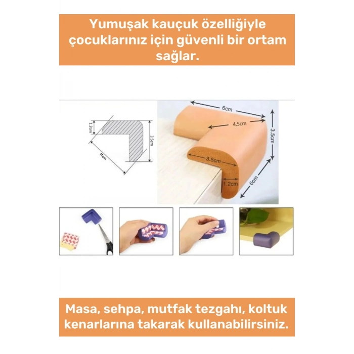 Özel Üretim Masa Sehpa Tezgah Koltuk Köşe Koruyucu Kauçuk Bebek Çocuk 24lü Koruma Aparatı