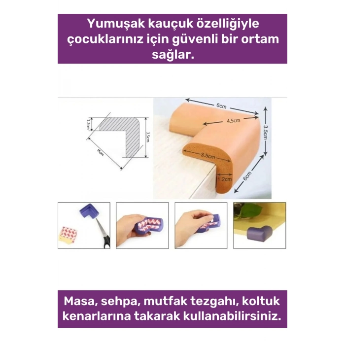 Özel Üretim Masa Sehpa Tezgah Koltuk Köşe Koruyucu Kauçuk Bebek Çocuk 4lü Koruma Aparatı