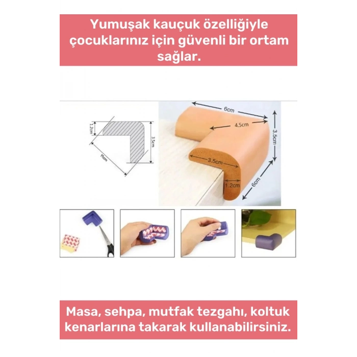 Özel Üretim Masa Sehpa Tezgah Koltuk Köşe Koruyucu Kauçuk Bebek Çocuk 16lı Koruma Aparatı