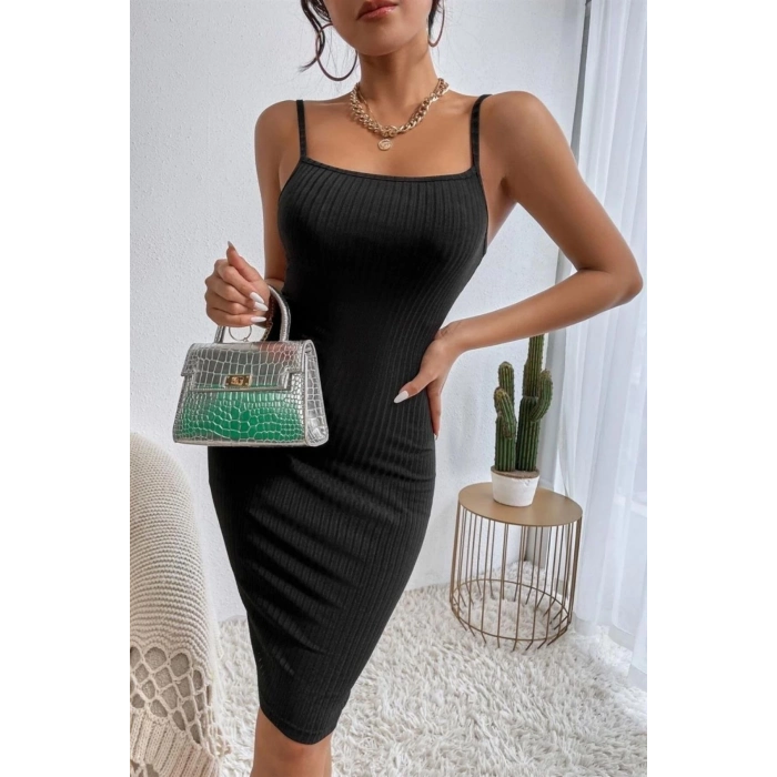 Özel Seri İp Askılı Tek Parça Rahat Midi Boy Elbise