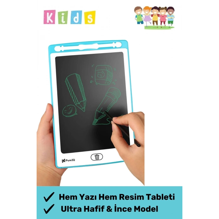 Premium Lcd Ekranlı Kalemli Dijital Çizim Tableti Yazı Tahtası Boyama Resim Akıllı Tablet 8,5 Inç