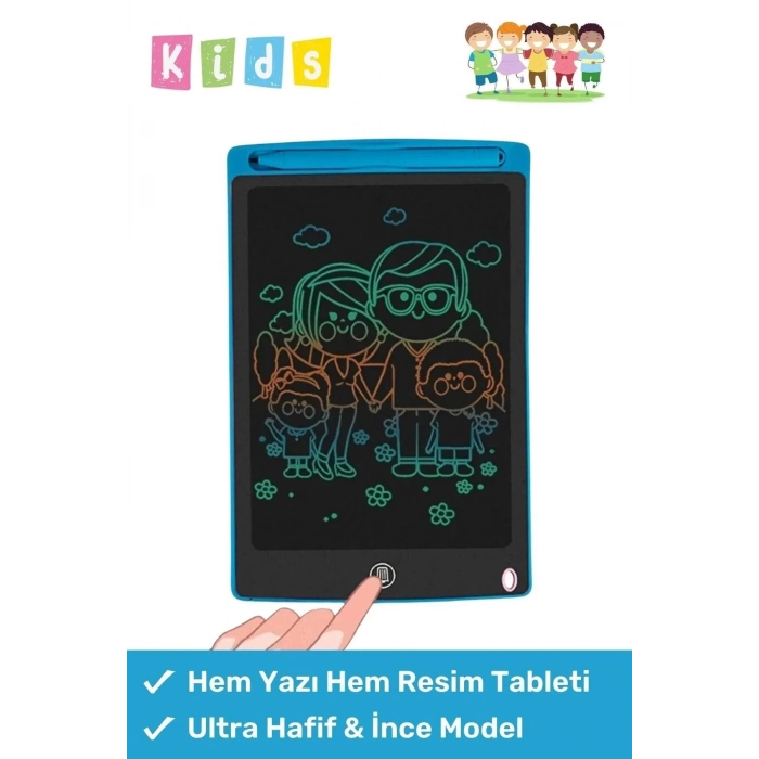 Premium Lcd Ekranlı Kalemli Dijital Çizim Tableti Yazı Tahtası Boyama Resim Akıllı Tablet 8,5 Inç