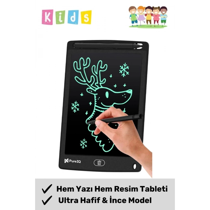 Premium Lcd Ekranlı Kalemli Dijital Çizim Tableti Yazı Tahtası Boyama Resim Akıllı Tablet 8,5 Inç
