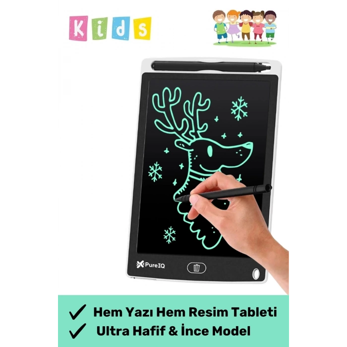 Premium Lcd Ekranlı Kalemli Dijital Çizim Tableti Yazı Tahtası Boyama Resim Akıllı Tablet 8,5 Inç