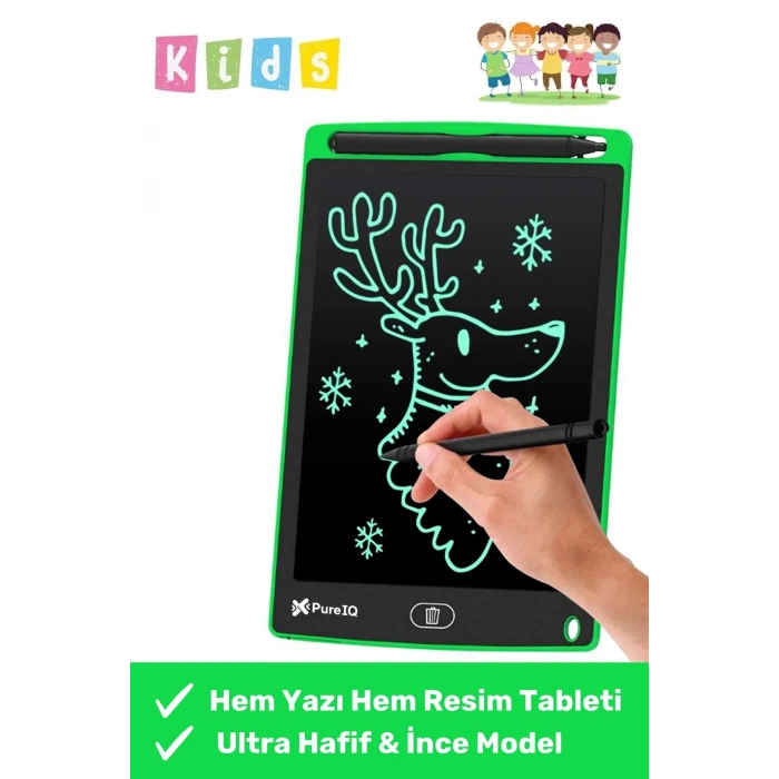 Premium Lcd Ekranlı Kalemli Dijital Çizim Tableti Yazı Tahtası Boyama Resim Akıllı Tablet 8,5 Inç