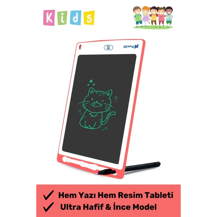 Premium Lcd Ekranlı Kalemli Dijital Çizim Tableti Yazı Tahtası Boyama Resim Akıllı Tablet 8,5 Inç