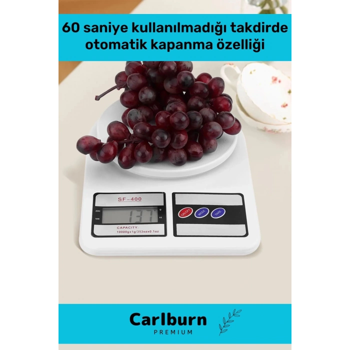 Deluxe Yüksek Hassasiyet Pilli Dara Fonksiyonlu Otomatik Kapanma Özellikli Hassas Mutfak Terazisi