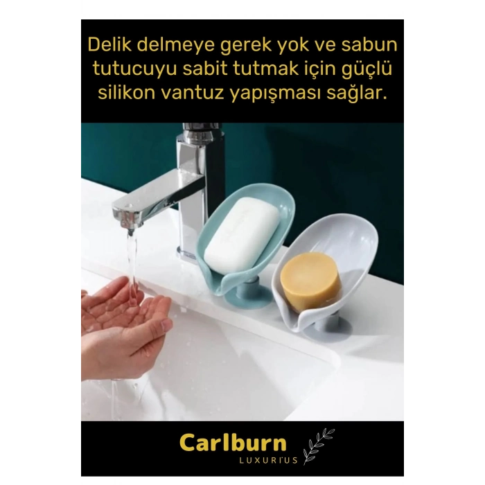 Özel Tasarım Tezgah Üstü Mutfak Banyo Bulaşık Lavabo Vantuzlu Su Tutmaz Giderli Katı Sabunluk