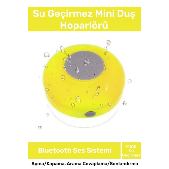 Deluxe Serisi Vantuzlu Su Geçirmez Şarjlı Mini Bluetooth Özellikli Beyaz Duş Kamp Sahil Hoparlörü