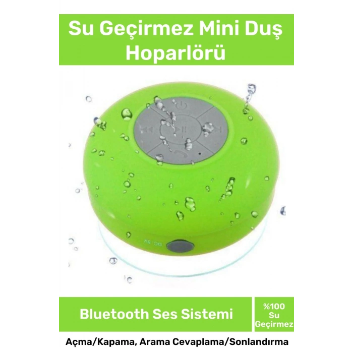 Deluxe Serisi Vantuzlu Su Geçirmez Şarjlı Mini Bluetooth Özellikli Beyaz Duş Kamp Sahil Hoparlörü