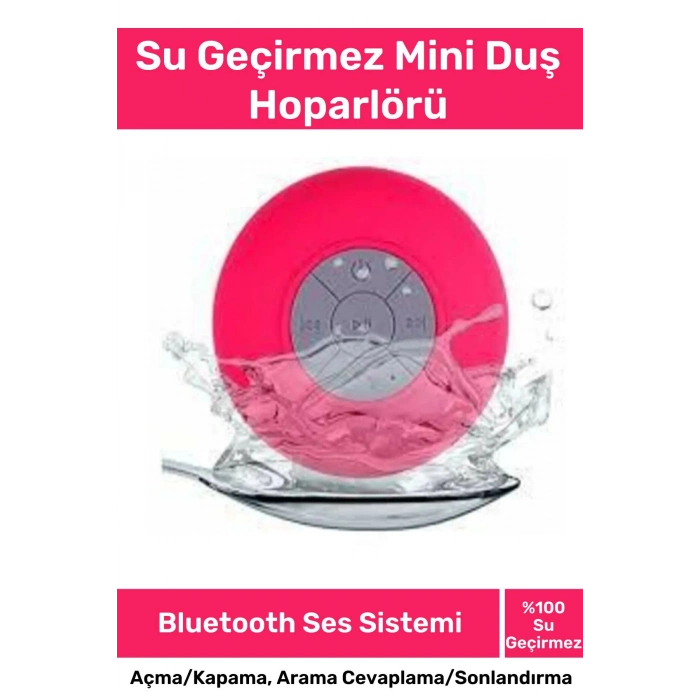 Deluxe Serisi Vantuzlu Su Geçirmez Şarjlı Mini Bluetooth Özellikli Beyaz Duş Kamp Sahil Hoparlörü