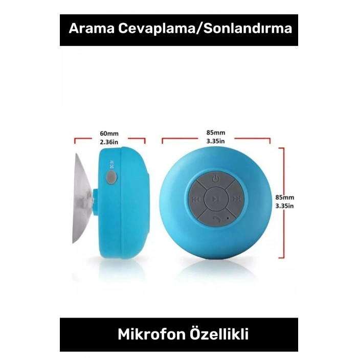 Deluxe Serisi Vantuzlu Su Geçirmez Şarjlı Mini Bluetooth Özellikli Beyaz Duş Kamp Sahil Hoparlörü