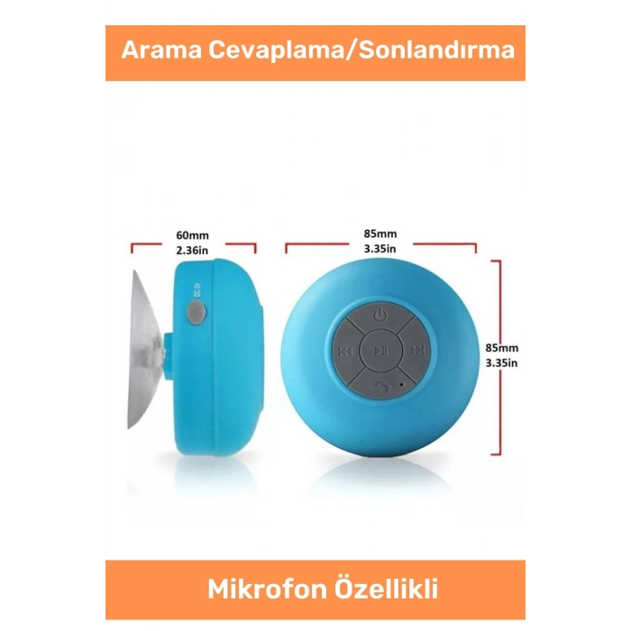 Deluxe Serisi Vantuzlu Su Geçirmez Şarjlı Mini Bluetooth Özellikli Beyaz Duş Kamp Sahil Hoparlörü