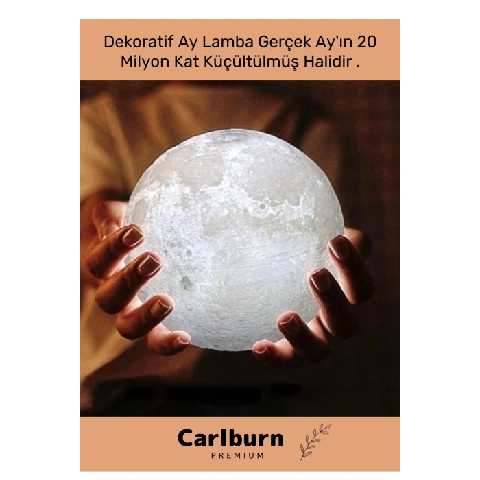 Premium Seri Çevre Korumalı 3d Standlı Küre Dekoratif Yüksek Performanslı Led Ay Gece Masa Lambası