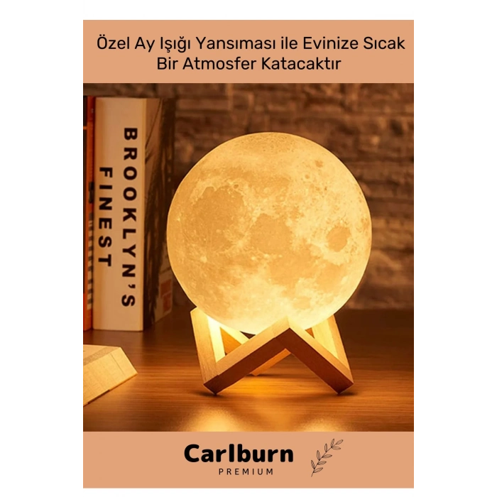 Premium Seri Çevre Korumalı 3d Standlı Küre Dekoratif Yüksek Performanslı Led Ay Gece Masa Lambası