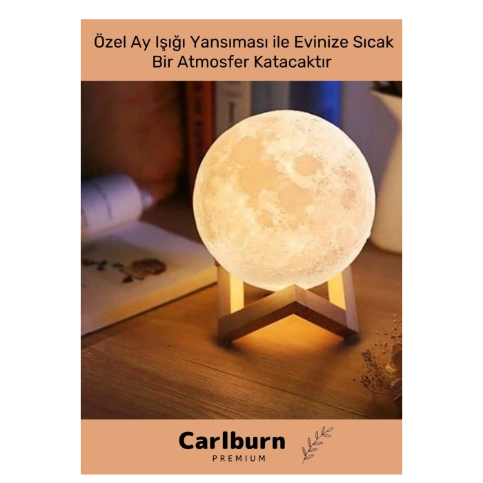 Premium Seri Çevre Korumalı 3d Standlı Küre Dekoratif Yüksek Performanslı Led Ay Gece Masa Lambası