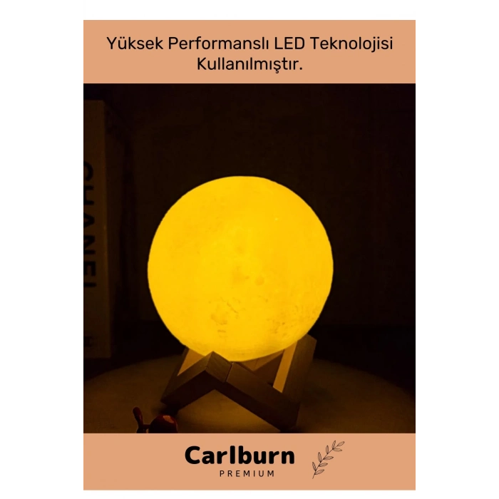 Premium Seri Çevre Korumalı 3d Standlı Küre Dekoratif Yüksek Performanslı Led Ay Gece Masa Lambası