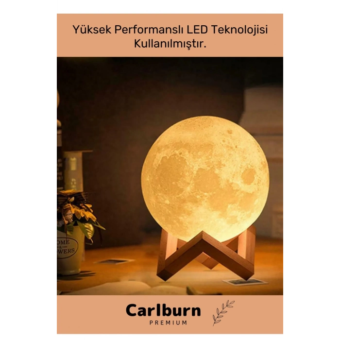 Premium Seri Çevre Korumalı 3d Standlı Küre Dekoratif Yüksek Performanslı Led Ay Gece Masa Lambası
