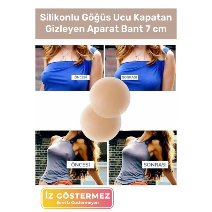 Premium Kadın Ten Meme İç Giyim Silikonlu Göğüs Ucu Kapatan Gizleyen 7 cm Aparat Bant
