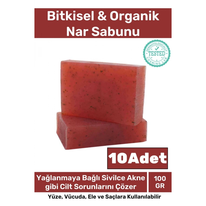 Özel Doğal Organik Güzel Kokulu El Yüz Saç Vücut Cilt Orijinal 10lu Nar Sabunu