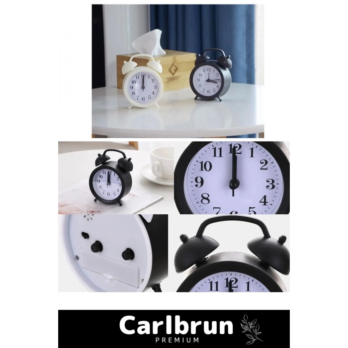 Premium Yüksek Sesli Alarmlı Pilli Dekoratif Çift Çanlı Mini Masaüstü Analog Dekoratif Çalar Saat