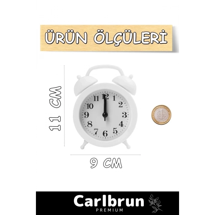 Yüksek Sesli Alarmlı Pilli Dekoratif Çift Çanlı Mini Masaüstü Analog Dekoratif Çalar Saat