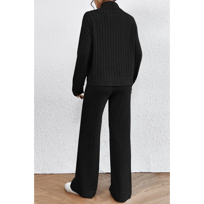 Özel Seri Oversize Rahat Şık Tasarım Siyah Alt Üst Kadın Eşofman Siyah Takım