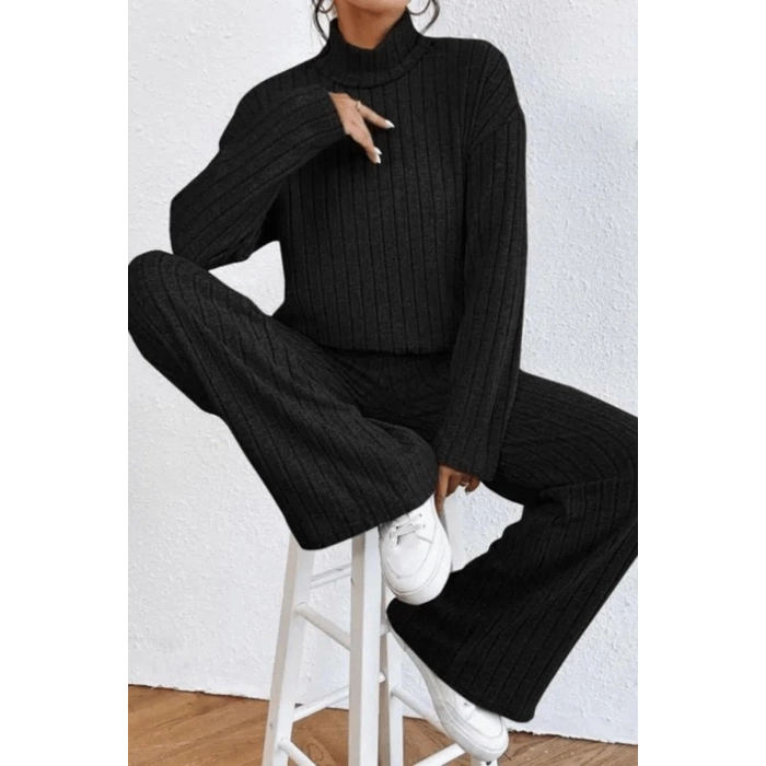 Özel Seri Oversize Rahat Şık Tasarım Siyah Alt Üst Kadın Eşofman Siyah Takım