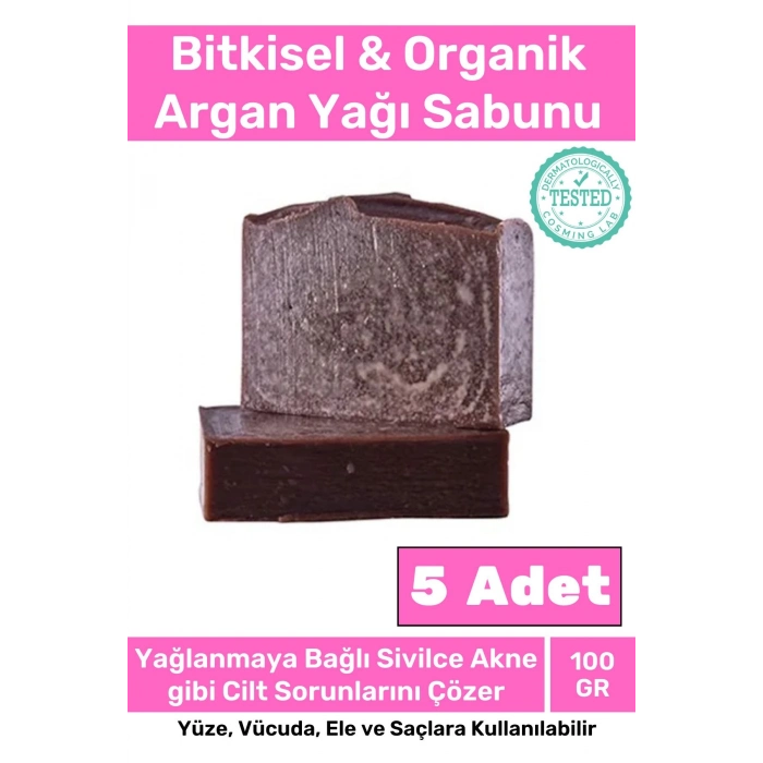 Organik Bitkisel %100 Doğal Güzel Kokulu El Yüz Saç Orijinal 5li Argan Yağı Sabunu