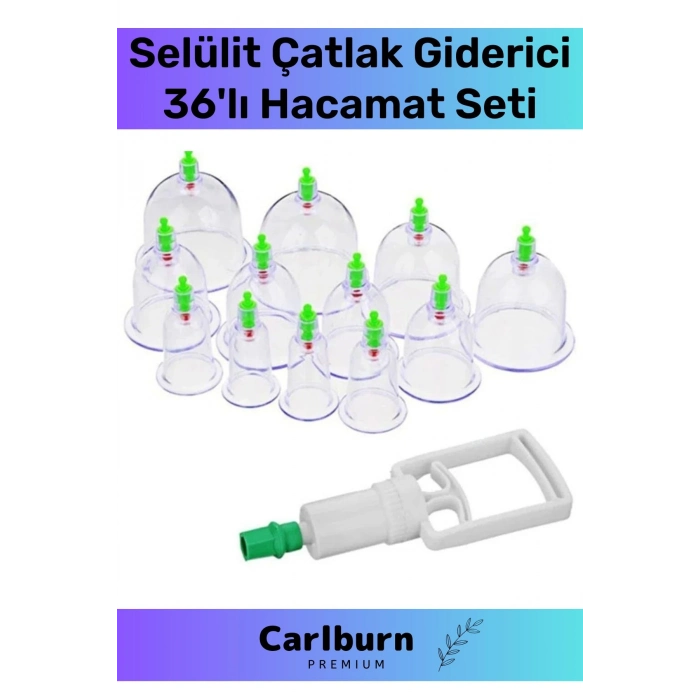 Premium Series Selülit Çatlak Giderici Vakumlu Masaj Aleti 36lı Kupa Hacamat Seti