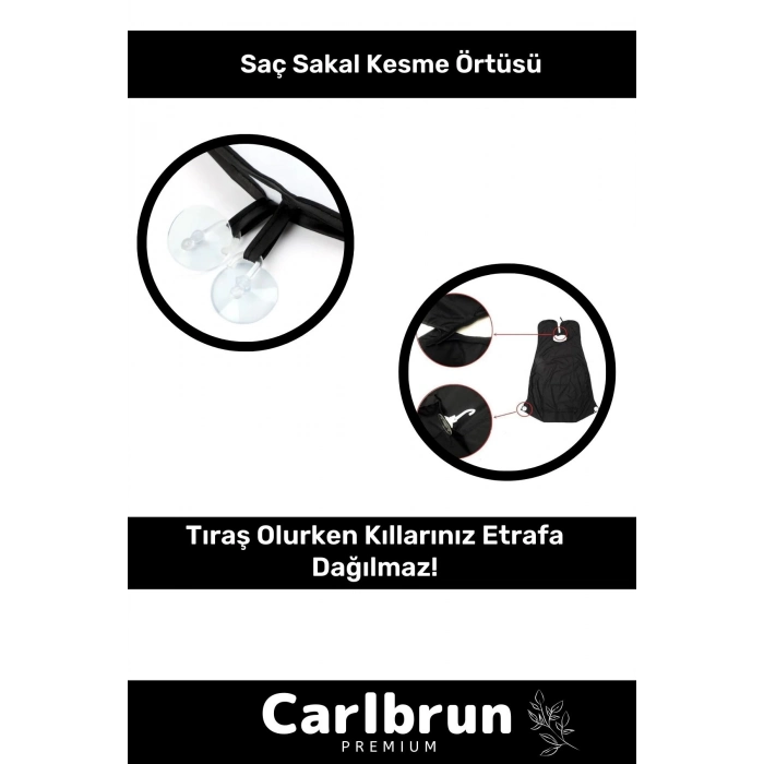 Premium Pratik Vakumlu Aynaya Yapıştırma Aparatlı Evde Saç Sakal Kesme Beyaz Tıraş Örtüsü