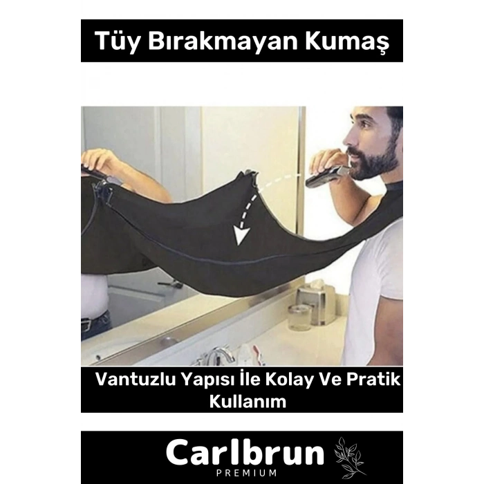 Premium Pratik Vakumlu Aynaya Yapıştırma Aparatlı Evde Saç Sakal Kesme Siyah Tıraş Örtüsü