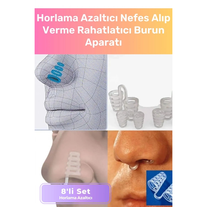 Premium Horlama Azaltıcı Nefes Alıp Verme Rahatlatıcı Uyku Önleyici Burun Delik Aparatı 8li Set