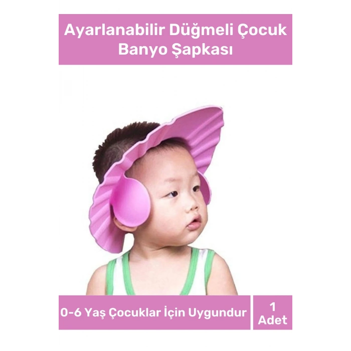 Özel Üretim Bebek Duş Başlığı Ayarlanabilir Düğmeli Çocuk Küvet Göze Su Kaçırmayan Banyo Şapkası