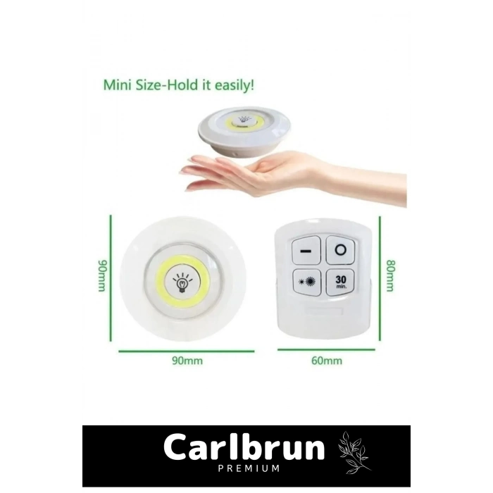 Özel Av Kamp Ev Okul Araba Otel Pilli Uzaktan Kumandalı Yapışkanlı Dayanıklı 3Lü Led Spot 1 Adet